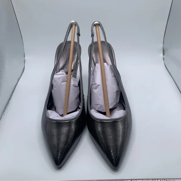 NWB Karl Lagerfeld Rosalyn Slingback Pump dark slate snake print 9.5 M EU 40.5 - Picture 6 of 10